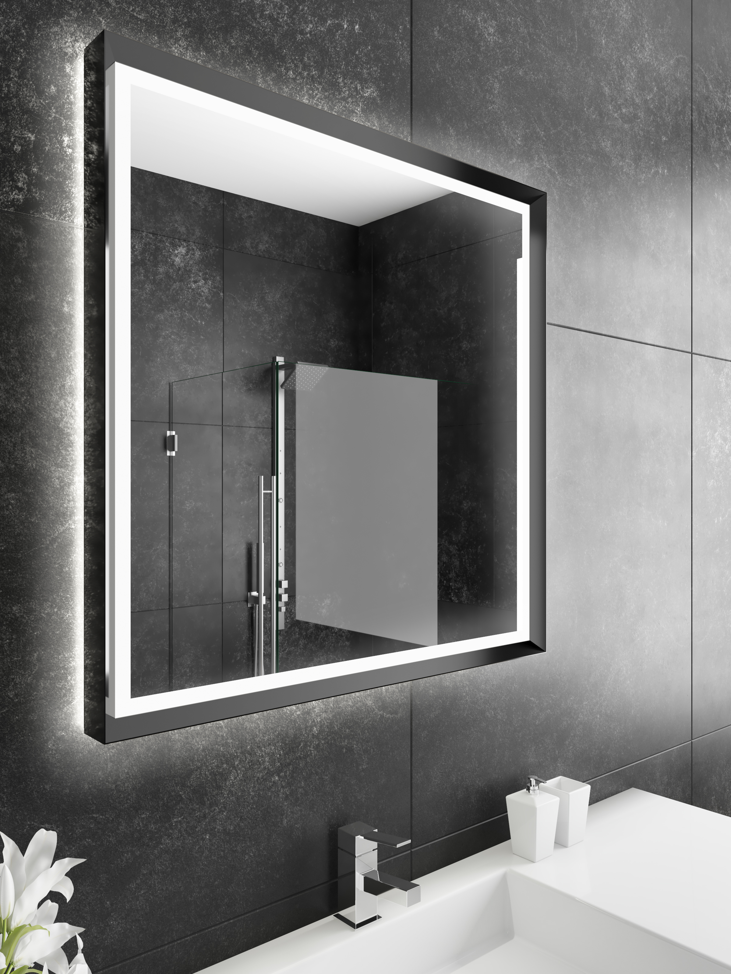 Backlit Mirror Opera 32 x 32 BLACK