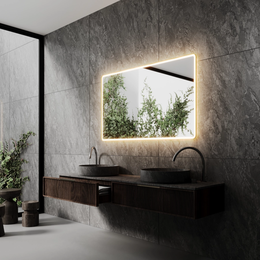 Vanity Led Mirror Direct Luna Nera 70 x 42 Gold