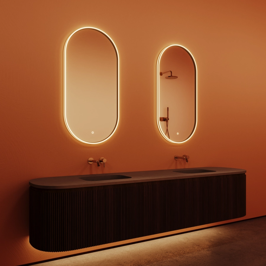 Vanity Led Mirror Orvella Oval 24 x 48 Black