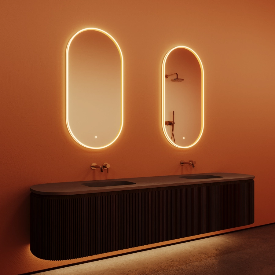Vanity Led Mirror Orvella Oval 24 x 48 Gold