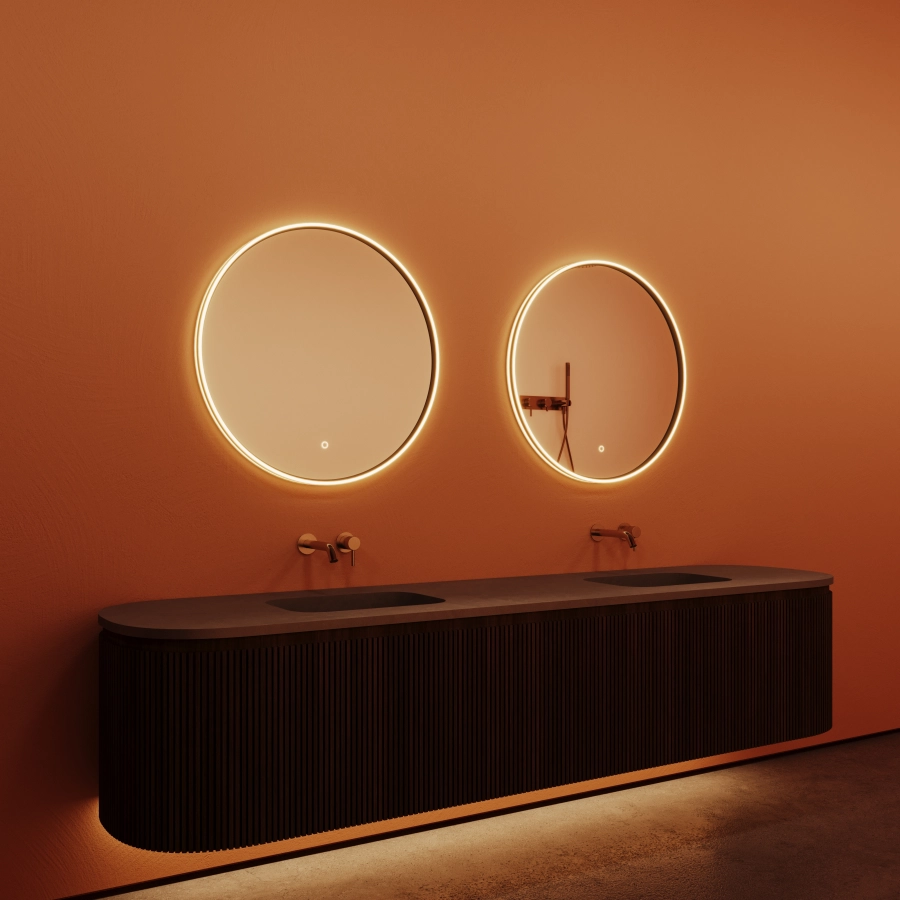 Vanity Led Mirror Orvella Round 32 x 32 Black