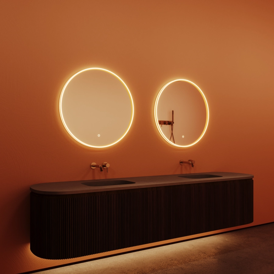 Vanity Led Mirror Orvella Round 32 x 32 Gold