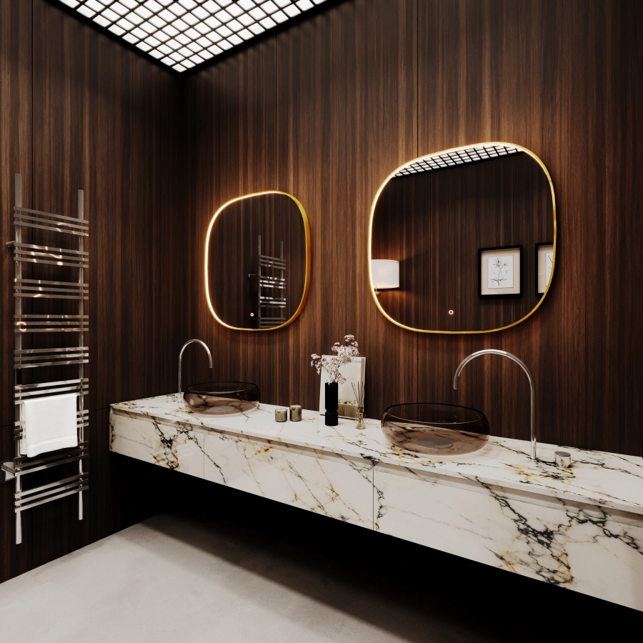 Lighted Mirror Epure Gold 40 x 40