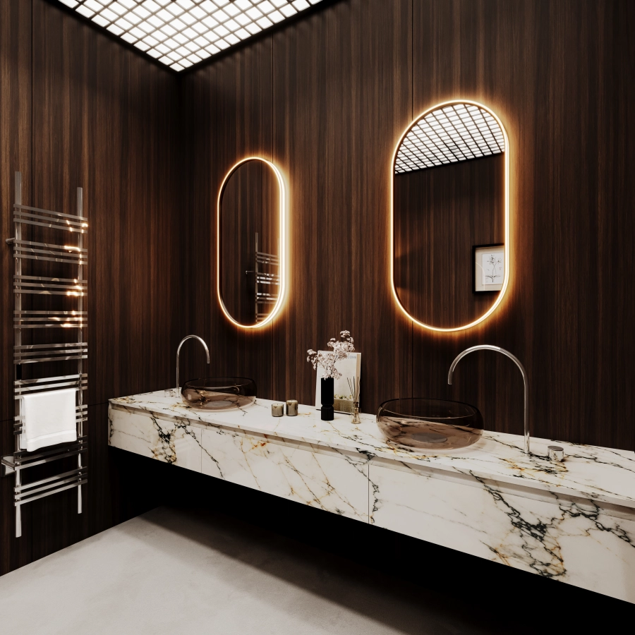 Vanity Led Mirror Orvella Oval 24 x 48 Black