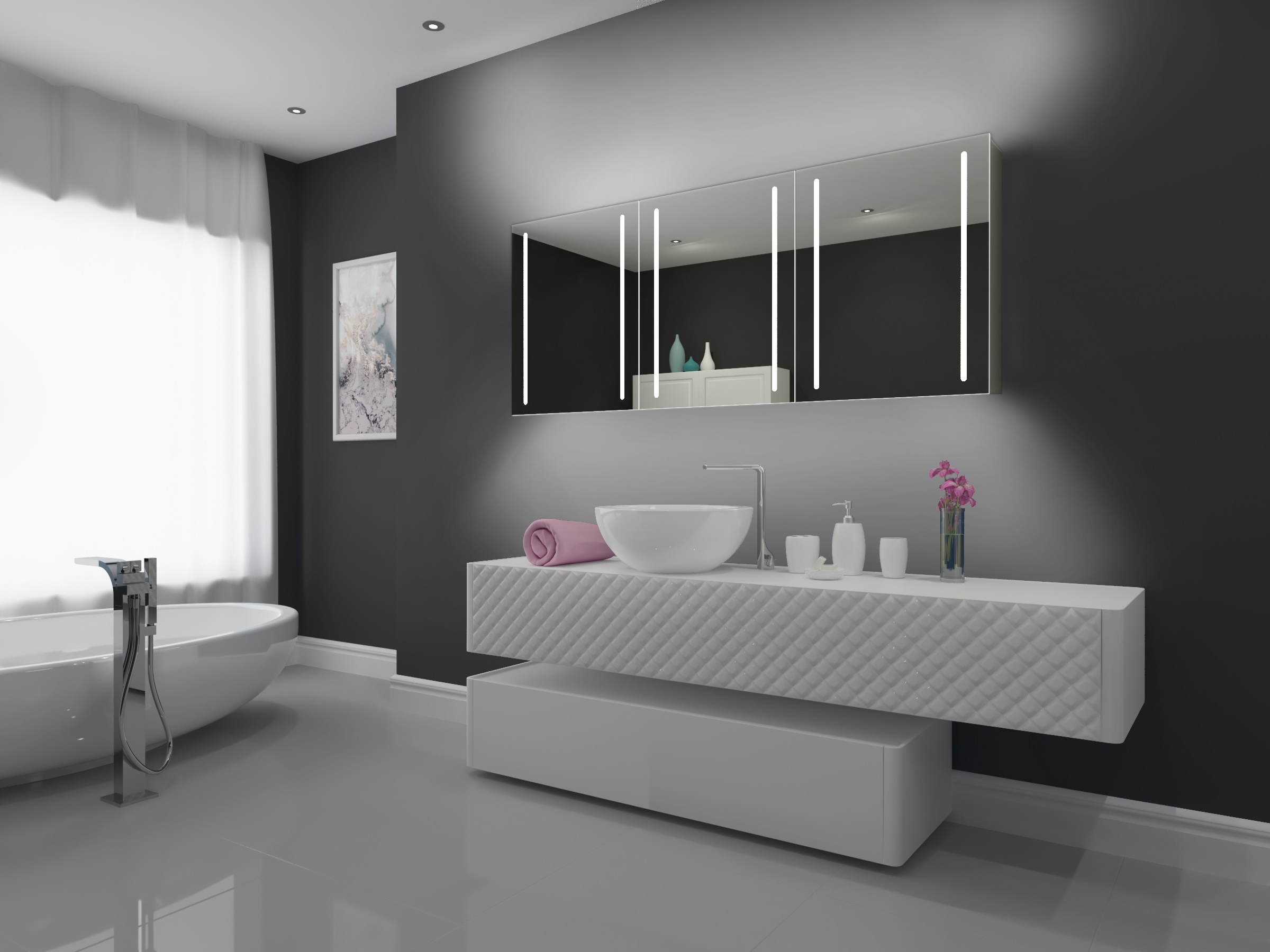 Ibmirror Modern Lighted Bathroom Mirror Backlit Lighted Cabinet Stella 60 X 1 799