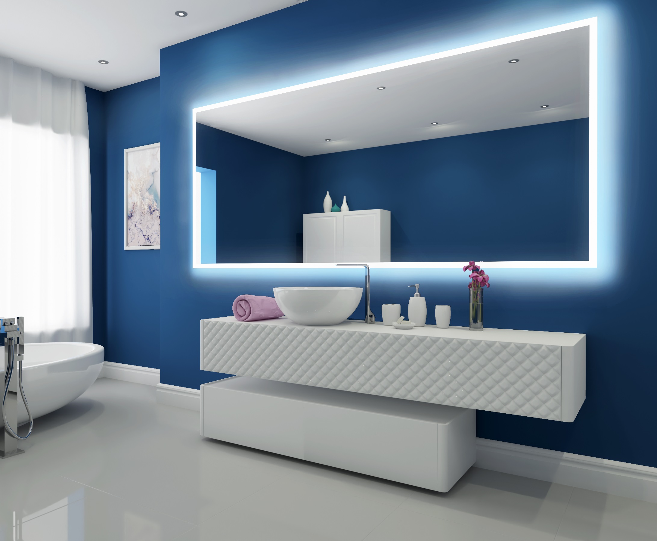 Dimmable Backlit Mirror Rectangle 100 X 45