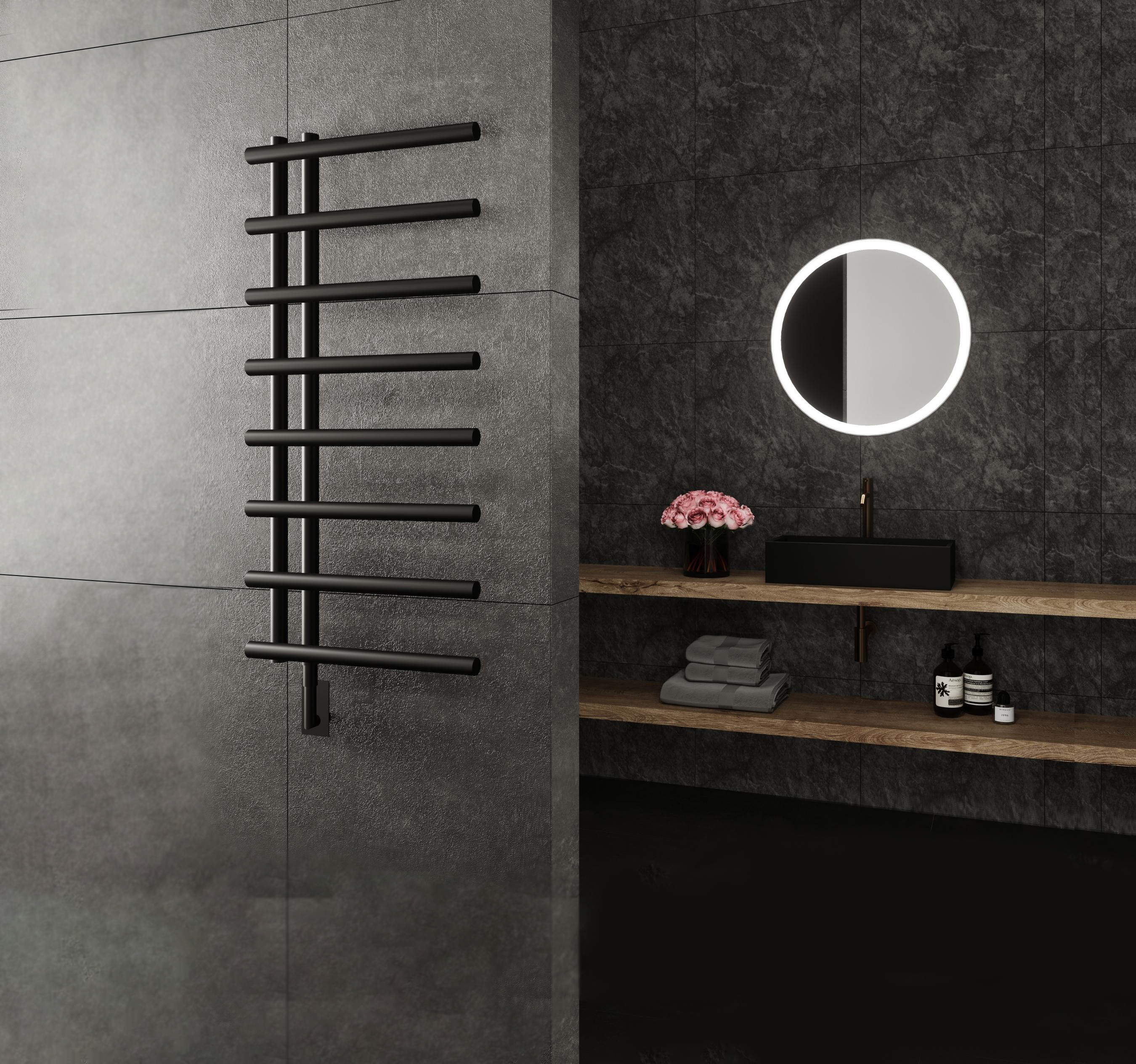Rhea Towel Warmer in Black 55.1 x 23.6