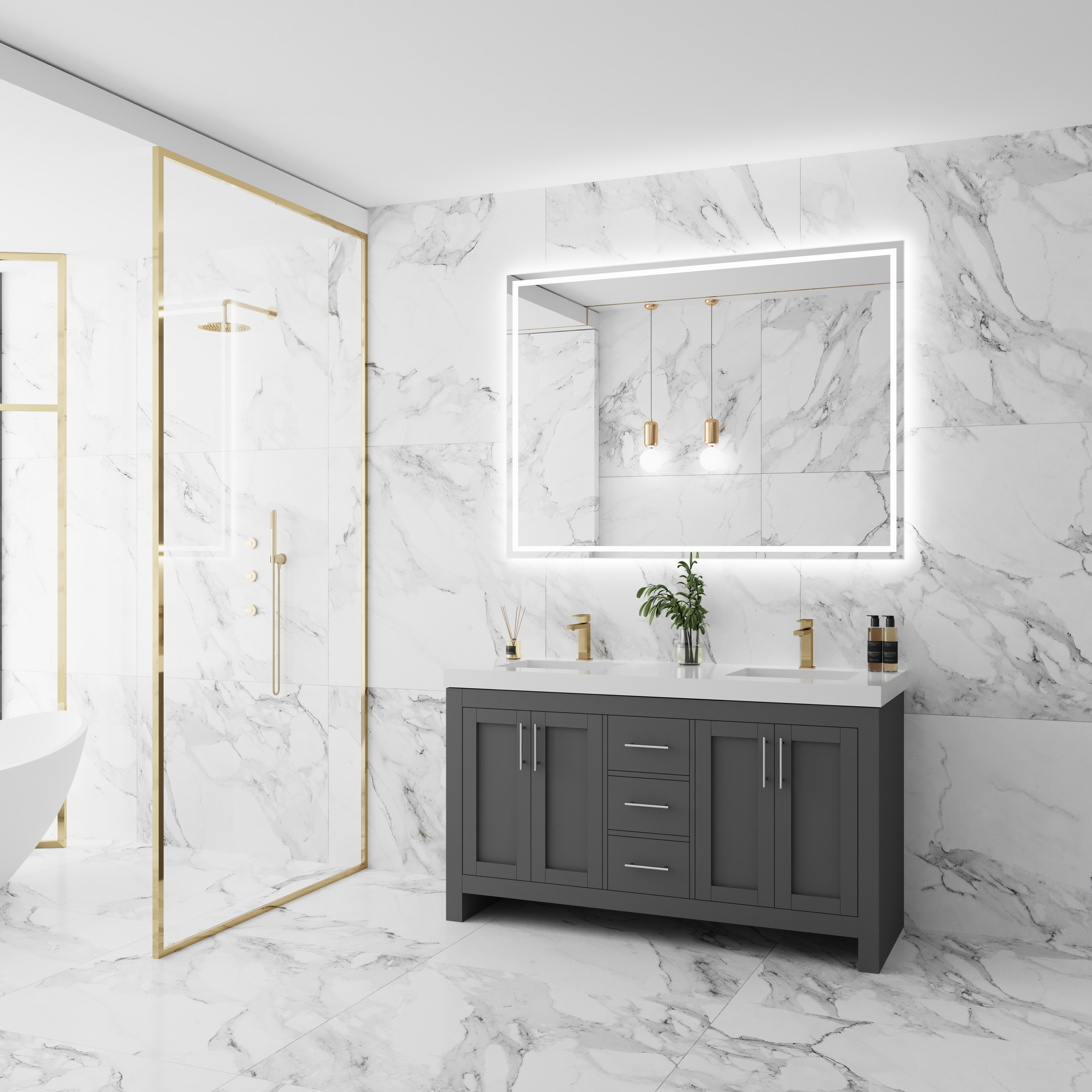60 inch lighted on sale mirror